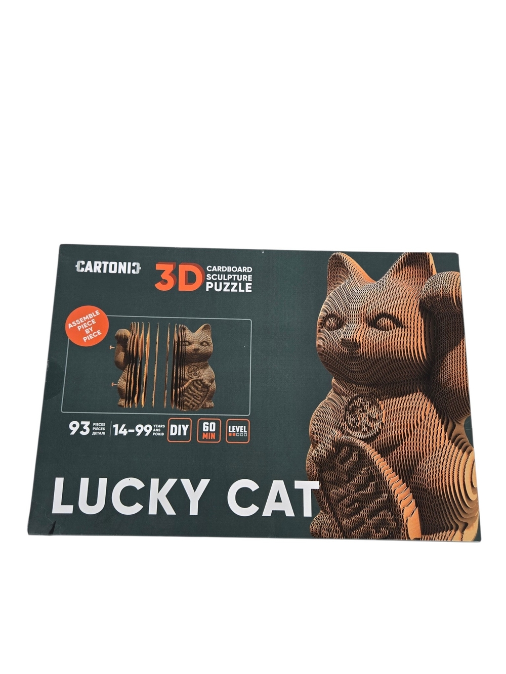 Cartonic Lucky Cat 3D Cardboard Sculpture Puzzle New in Box